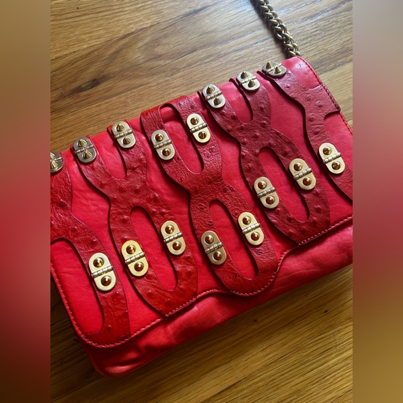 Rare Vintage Rebecca Minkoff Orange Red Crossbody Chain purse bag - Picture 6 of 11